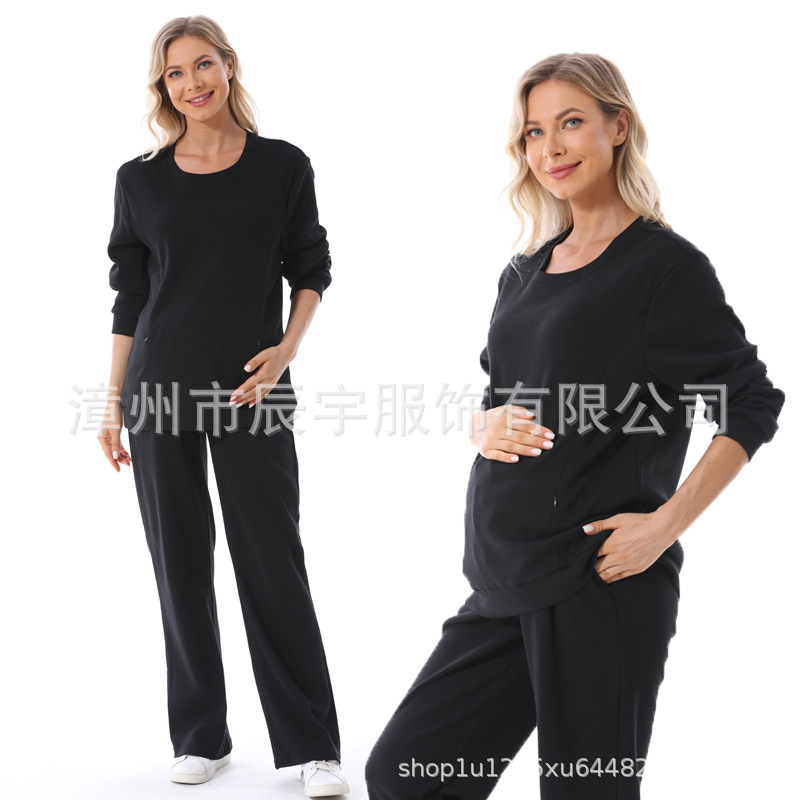 Picture of Pregnant Women's suit Fashion 2025 European and American Two-piece New Loose Out Spring and Autumn Pregnant Women's Breastfeeding Dress Home Simple