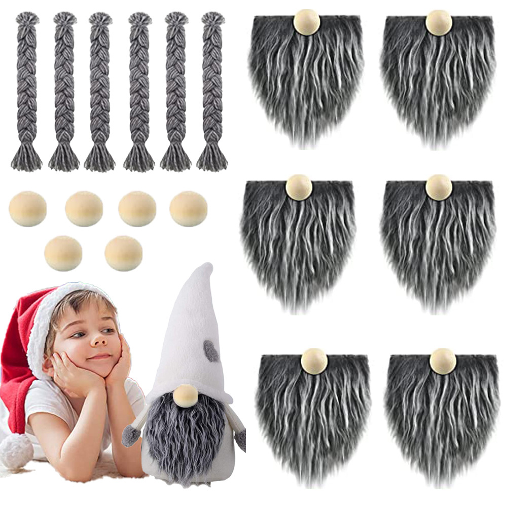 Swedish Dwarf Beard Ornaments Decoration Pre-Cut Curly Mustache Braids Round Wooden Balls DIY Handmade Products
