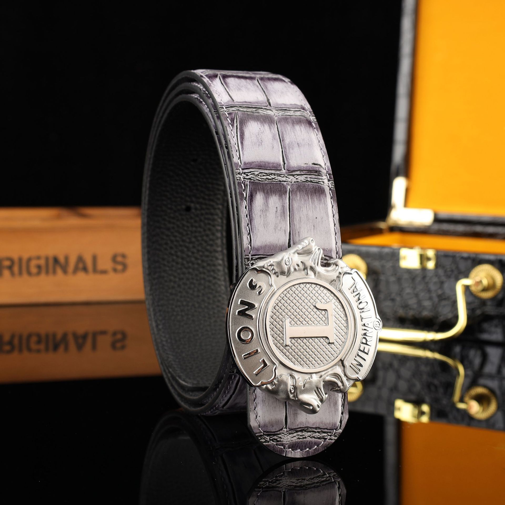 Double-sided Available White Crocodile Pattern Width 3.8 Belt Perforated All-match Men's Pure Cowhide Double-sided Single Belt