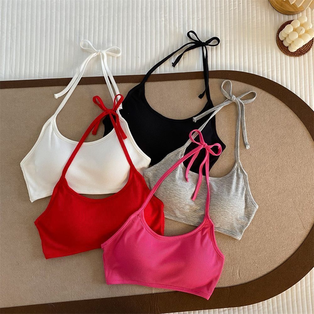 Pure Desire Sexy Spice Girls' Halter Camisole Women's Base Underwear with Chest Pad All-match Tube Top Wrapping Chest Trendy