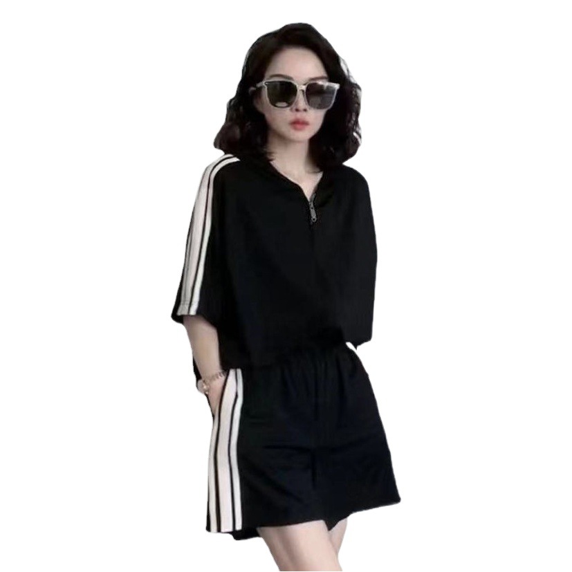 Wholesale Cross-Border Casual Fashion Sportswear Suit 2024 Women's Summer Loose, Fashionable, Large Size Two-Piece Set