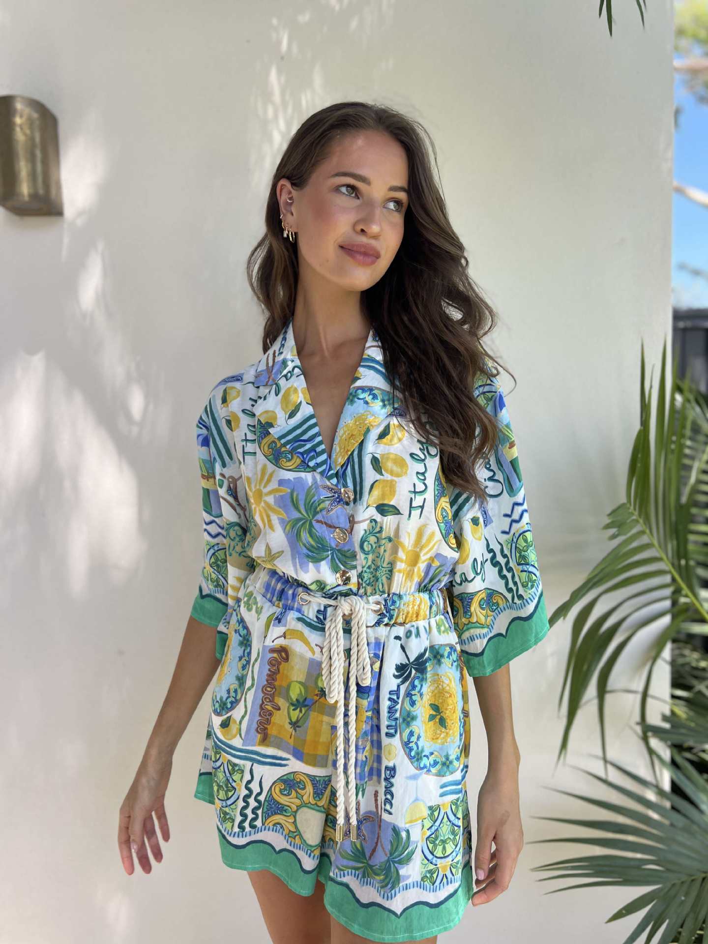 Picture of Spot 25 Years of European and American Cross-Border Summer New Resort Style Fashion Printed Casual Strappy Lace Jumpsuit-68661