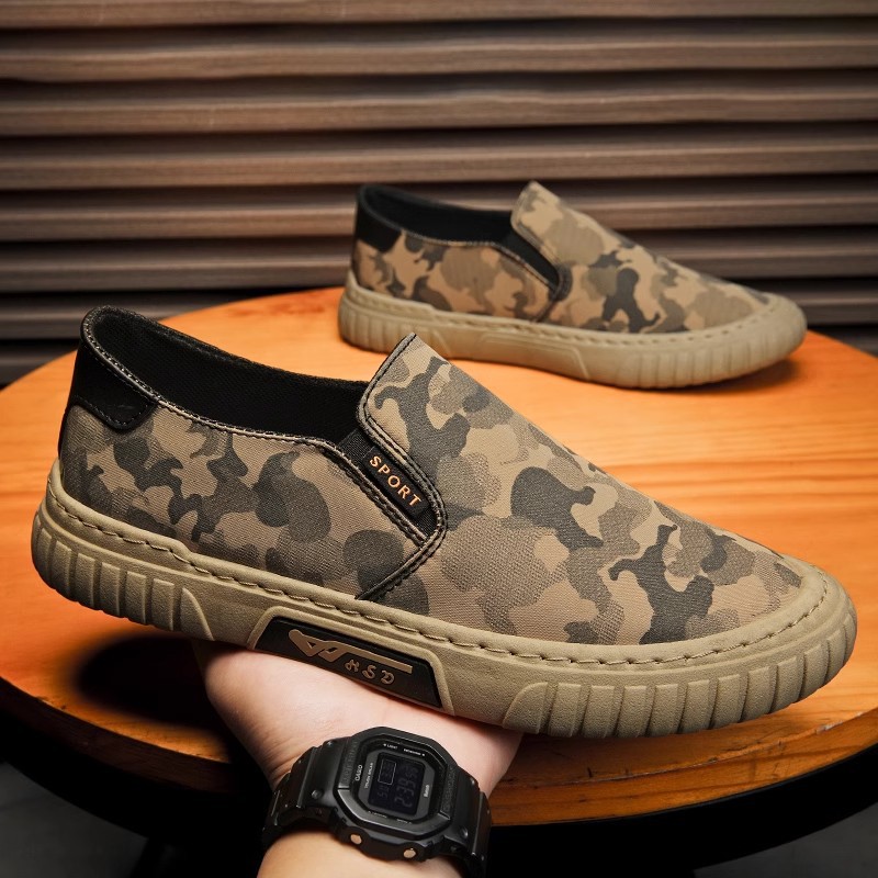Camouflage Canvas Men's Shoes Summer New Fashion Breathable Outdoor Sports Casual Shoes Slip-on Men's Trendy Men's Shoes
