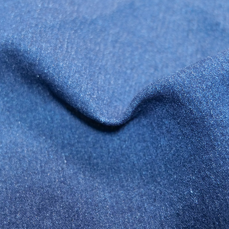 Picture of Stretch Woven Denim Washed Towel Bottom Fabric Imitation Knitted Denim Black Surface White Bottom 7.2oz Plain Fried Snowflake