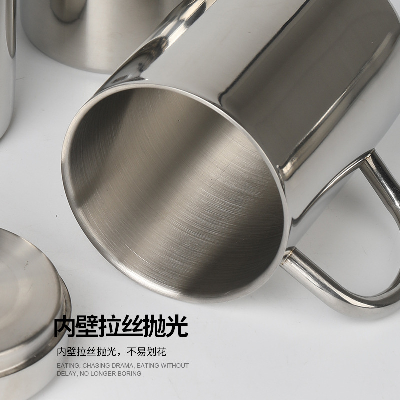 Picture of 304 Stainless Steel Double Layer Mug with Handle Heat Insulation Cup Double Layer Stainless Steel Cup Kindergarten Mouth Cup Heat Insulation Cup