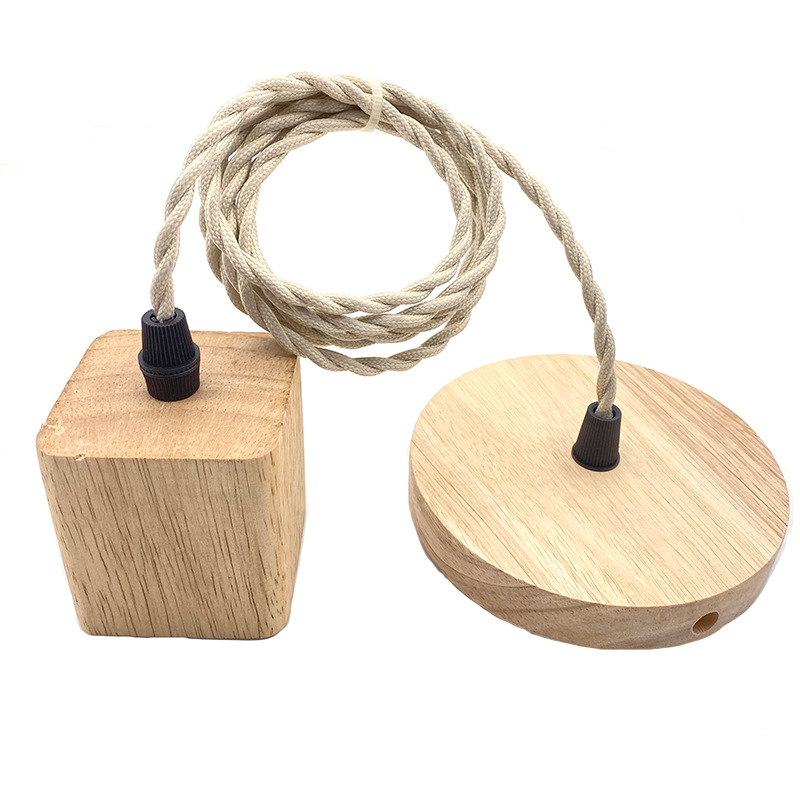 Picture of E27 Screw Solid Wood Lamp Holder Cafe Wood Chandelier Bedroom Restaurant Creative Wood Lamp Holder