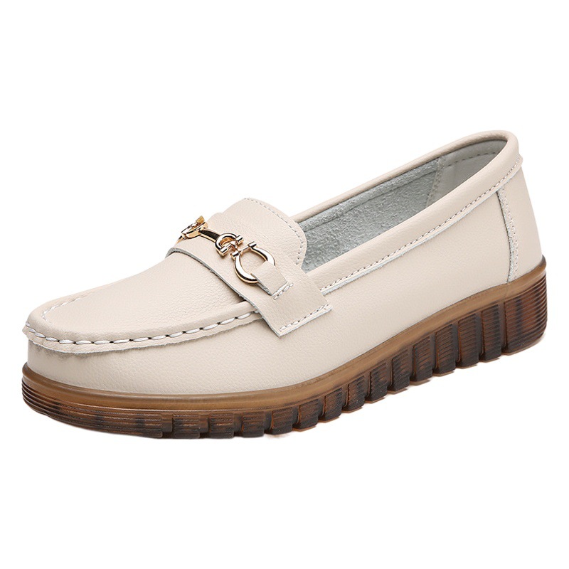Doudou Shoes Women's 2023 Winter Velvet Flats Mother's Shoes Middle-Aged and Elderly Soft-Soled Comfortable Slip-On Casual Shoes