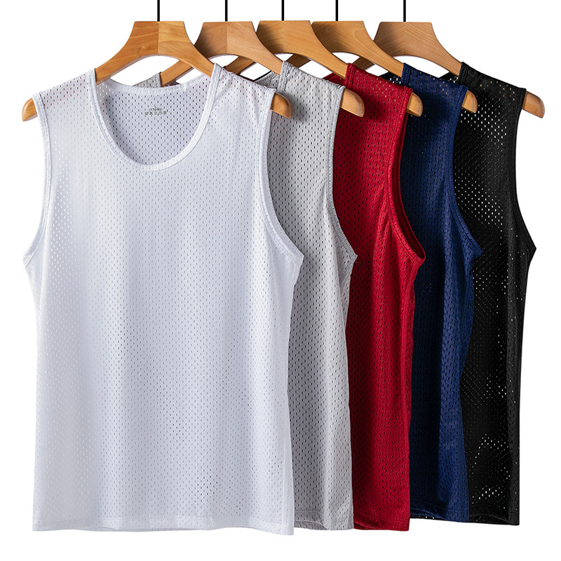 Picture of Men's Ice Silk Mesh Vest Summer Thin Slim Fitness Sports Men's Sleeveless Vest Men's Bottoming Wholesale