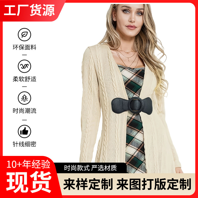 Slip skirt cardigan autumn new European and American fashion bow plaid knitted plus size dress in stock wholesale