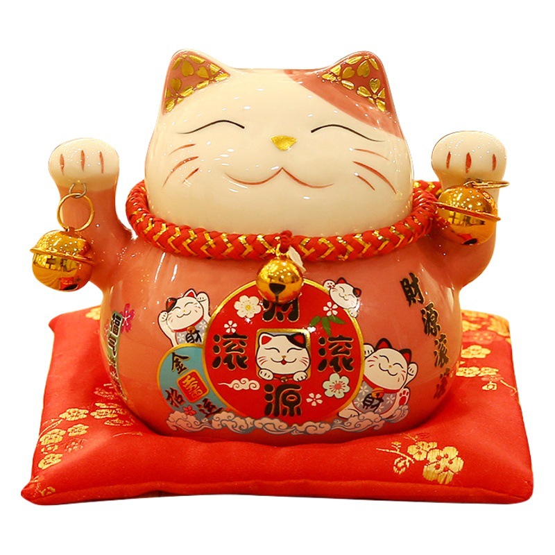 Lucky Cat Ceramic Creative Small Ornaments Home Decoration Gifts Japanese Piggy Bank Living Room Shop Opening Lucky Cat