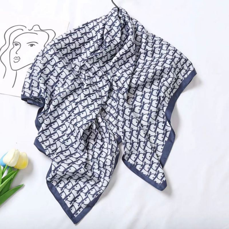 Picture of Autumn and winter all-match shawl animal printed black and white simple large square 90*90CM imitation silk twill silk scarf for women