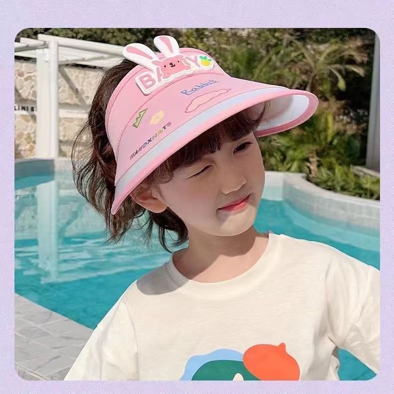 Spring and Summer Children's Sunscreen UV Empty Hat Cute Cartoon Bunny Girl Baby Big Brim Sun Hat Sun Hat