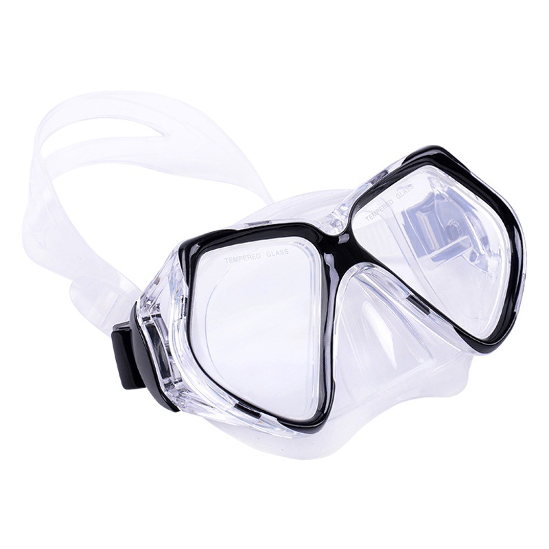 HD Large Frame Adult Diving Goggles Anti-choking Snorkeling Floating Diving PVC Mask Tempered Glass Lenses