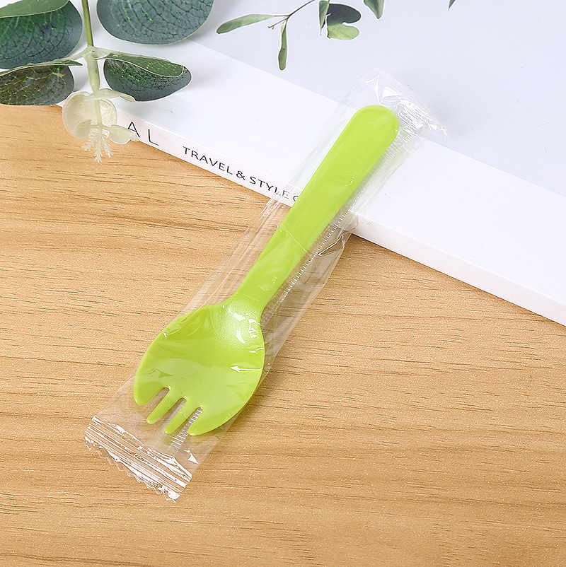 Picture of Disposable fork fork spoon cake dessert salad spoon takeaway tableware fruit fork thickened independent packaging wholesale
