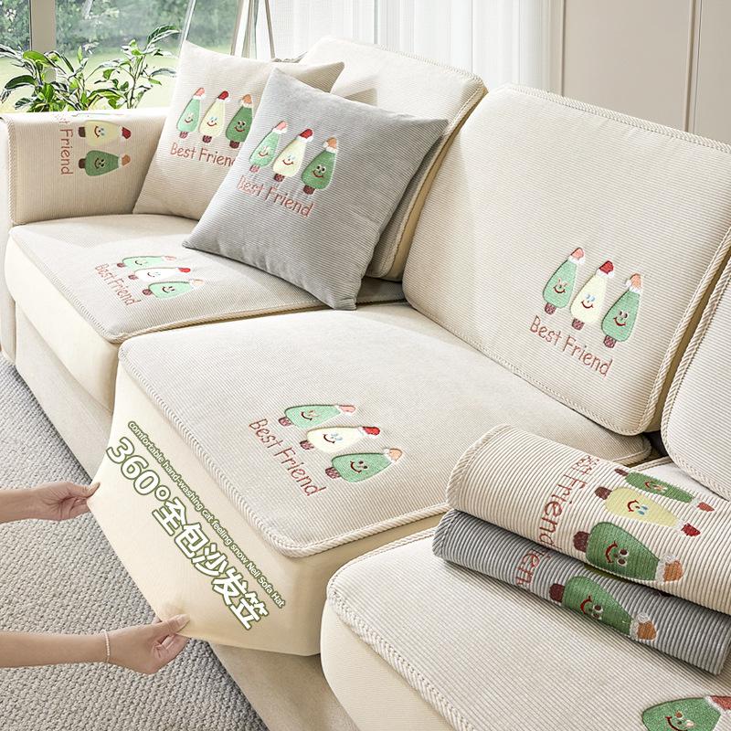 2025 New Cartoon Sofa Cover All-Inclusive Universal Cover for All Seasons Anti-Cat Scratch Elastic Sofa Cover Cover Cloth