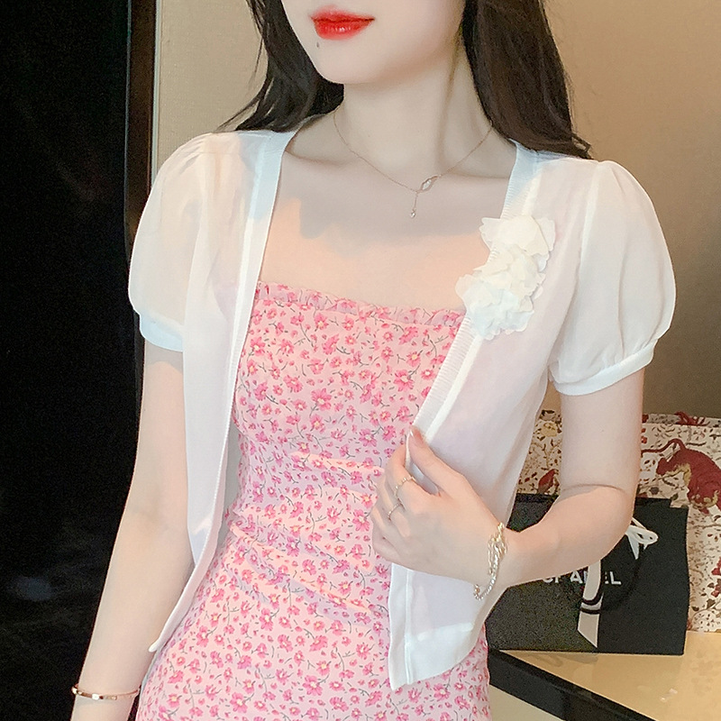 2025 Summer New Style Small Shawl Summer Versatile Thin Sun Protection Chiffon Shawl Jacket Women's Summer Waistcoat Cardigan