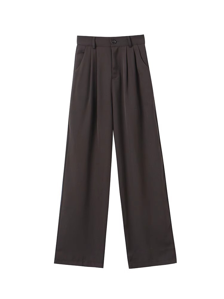 Picture of 2025 New Spring Black Narrow Wide-leg Pants Women's High Waist Slim-fit Pants for Small Men
