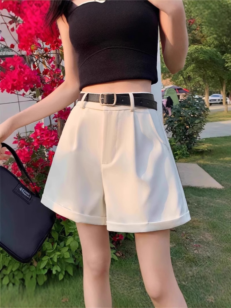Suit Shorts Women's Summer 2025 New High-Waisted Korean Style Loose Outer Wear A-Line Wide-Leg Casual Pants