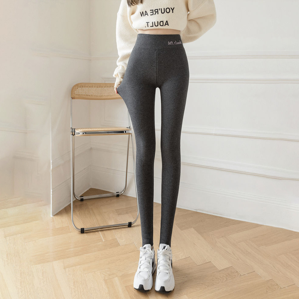 Picture of Autumn and Winter New Thickened fleece-lined Vertical Striped Threaded Leggings Women's High Waist Letter Lamb Velvet Warm Cotton Trousers Cross-border