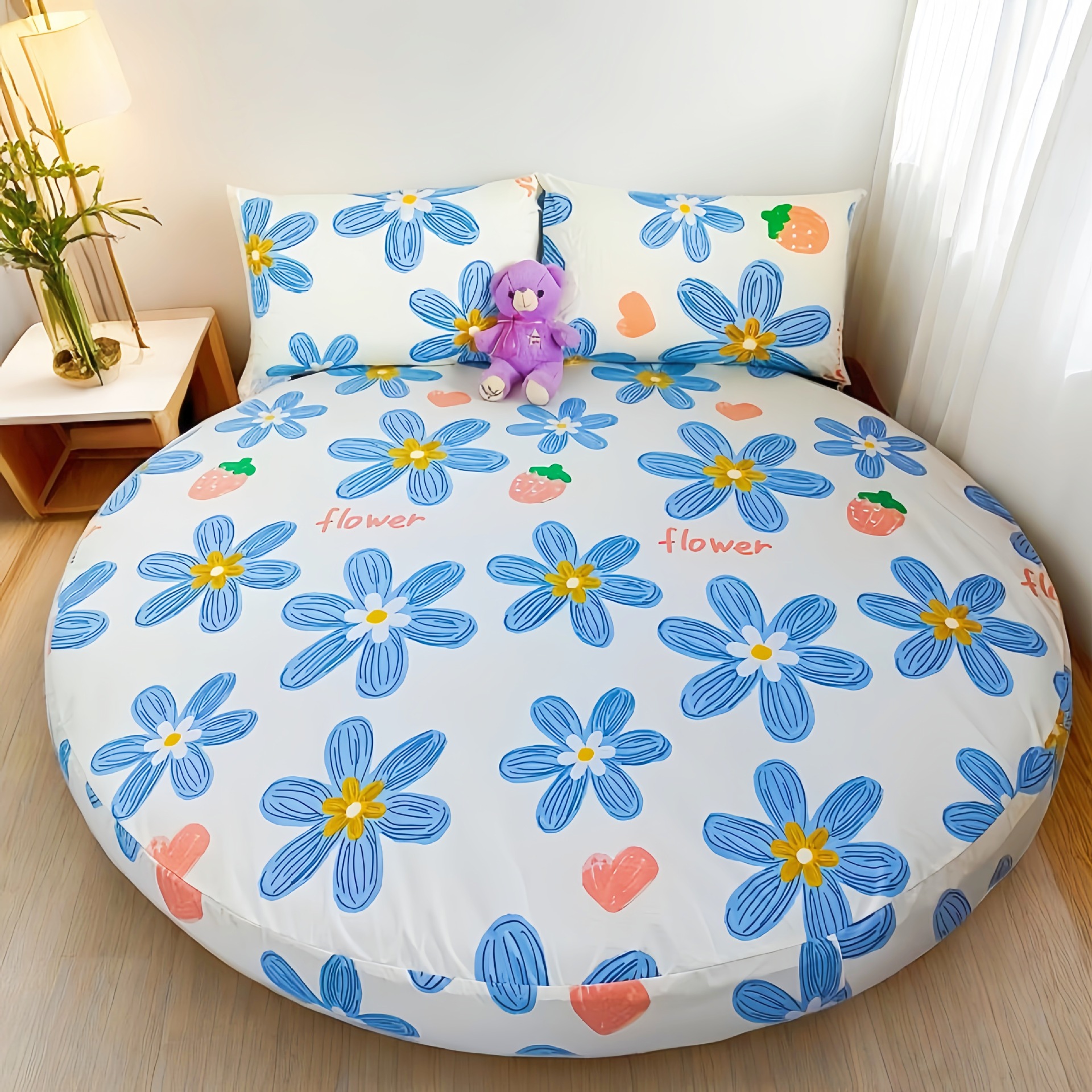 Picture of Cross-border Amazon Shrimp Hotel Round Waterproof Round Bed Cover Four-piece Bed Cover Simmons Mattress Cover Dust-proof