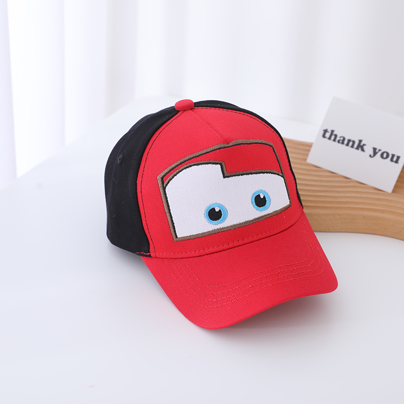 Picture of Korean Car Children's Flat Brim Baseball Cap Spring and Autumn New Cartoon Lightning Mcqueen Boys and Girls Hip-Hop Hat Wholesale