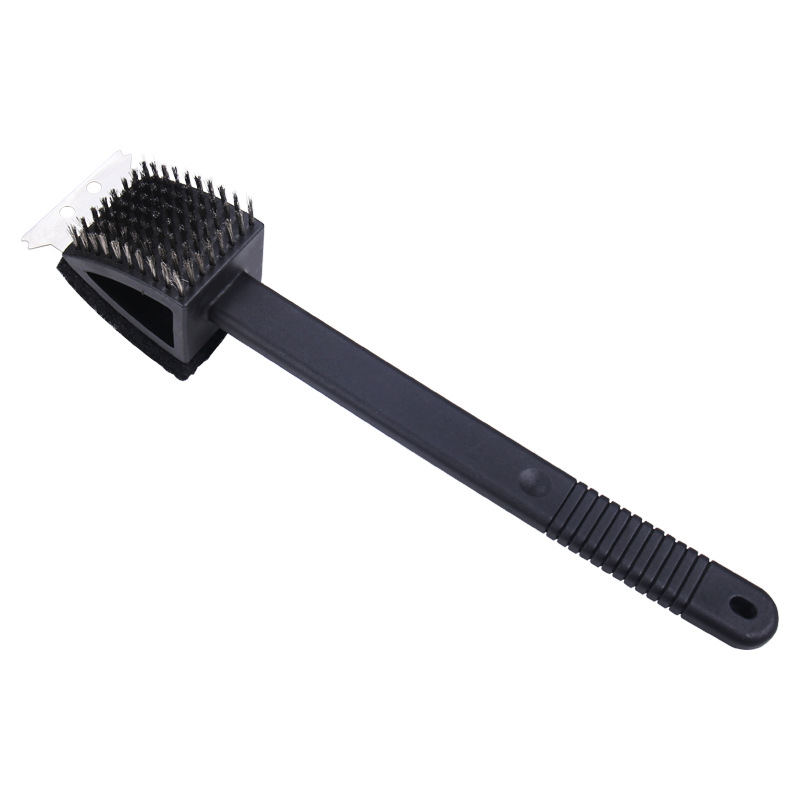 Picture of Steel Brush Cleaning Brush Long Handle Commercial Cleaning Tool Barbecue Grill Steel Brush Long Handle Barbecue Mesh Stainless Steel Brush Iron Brush