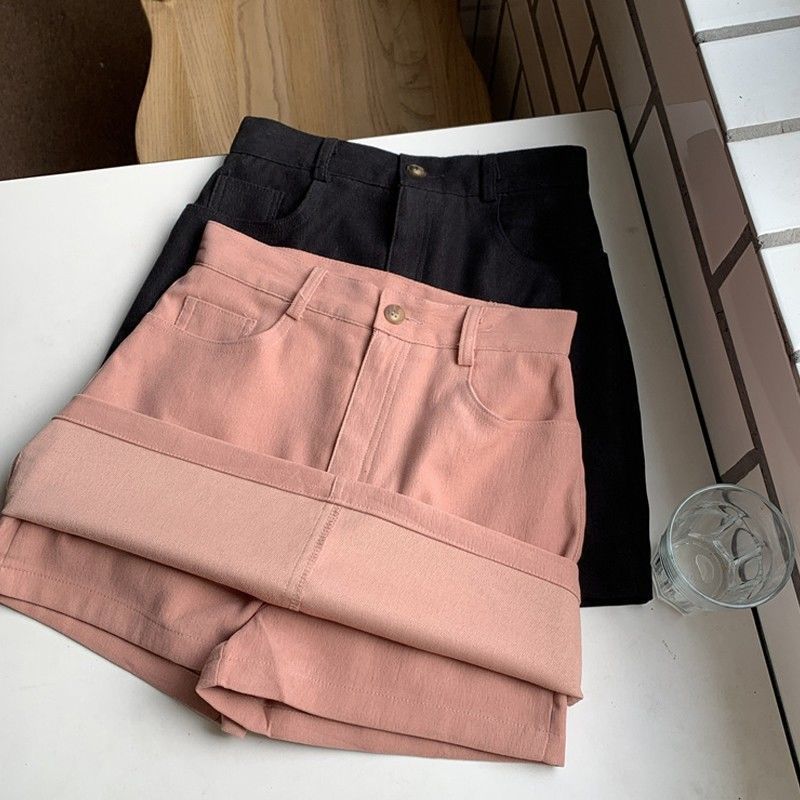 Pink Skirt Women's 2024 Summer New High Waist A- Line Skirt Anti-Glow Skirt Short Hip Skirt