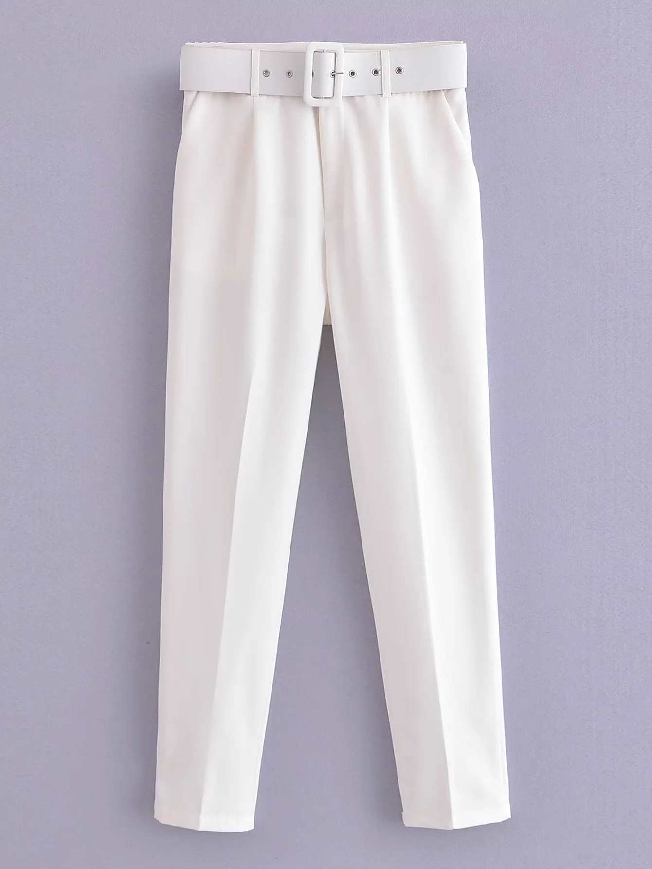Picture of New Pants European Size Belt with Suit suit Spring Pure White Women Cross-border Pants White Pants