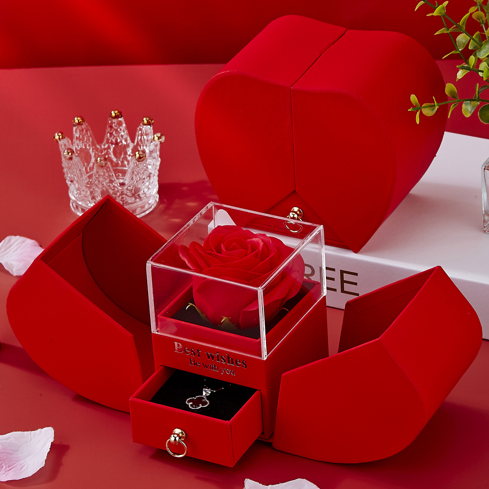 Picture of Love Apple Rose Jewelry Box Necklace Ring Hand Jewelry Send Friends Tanabata Christmas Birthday Gift Box