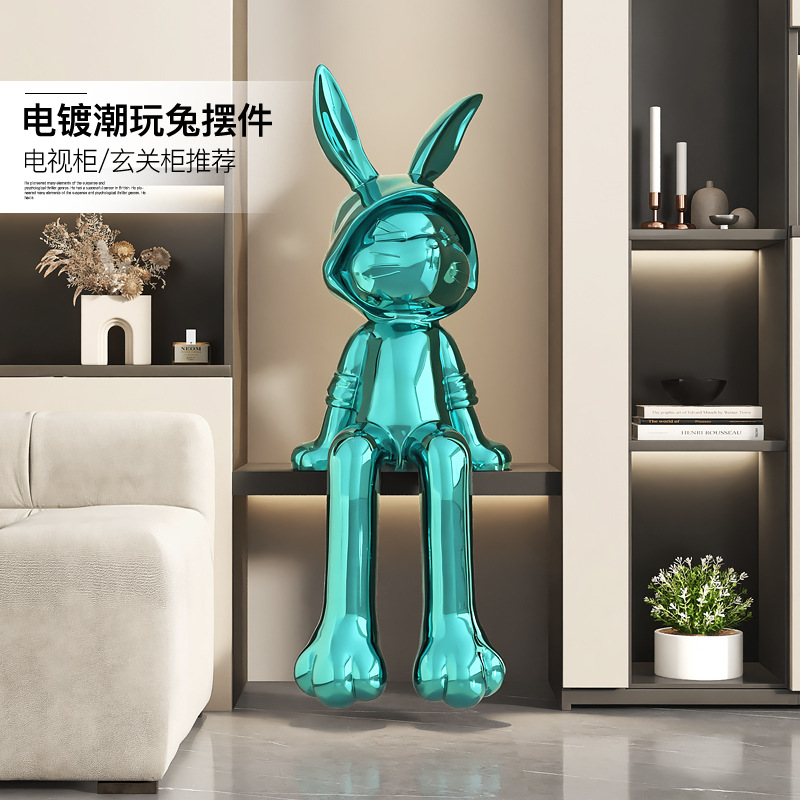 Light Luxury Electroplated Rabbit Ornaments Home Accessories Living Room Tv Cabinet Entrance Wine Cabinet Atmospheric Crafts Housewarming Gift