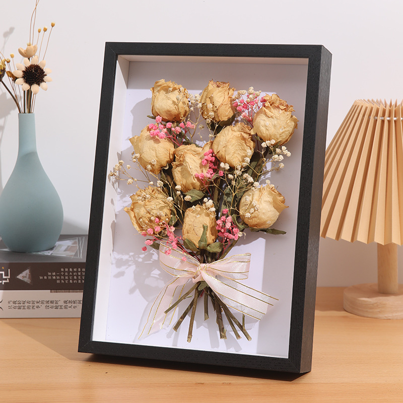 Picture of Custom-made three-dimensional hollow specimen frame 8 inch 10 inch diy handmade butterfly insect clay dried flower photo frame A4 picture frame