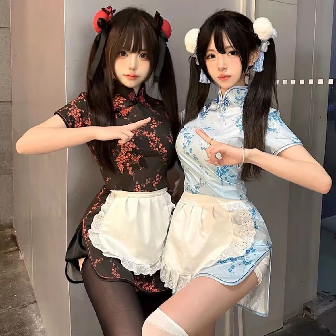 Internet Celebrity Chinese Lady National Style Little Chef Cheongsam Sexy Slimming Look New Chinoiserie Improved Dress Apron Behalf of Delivery