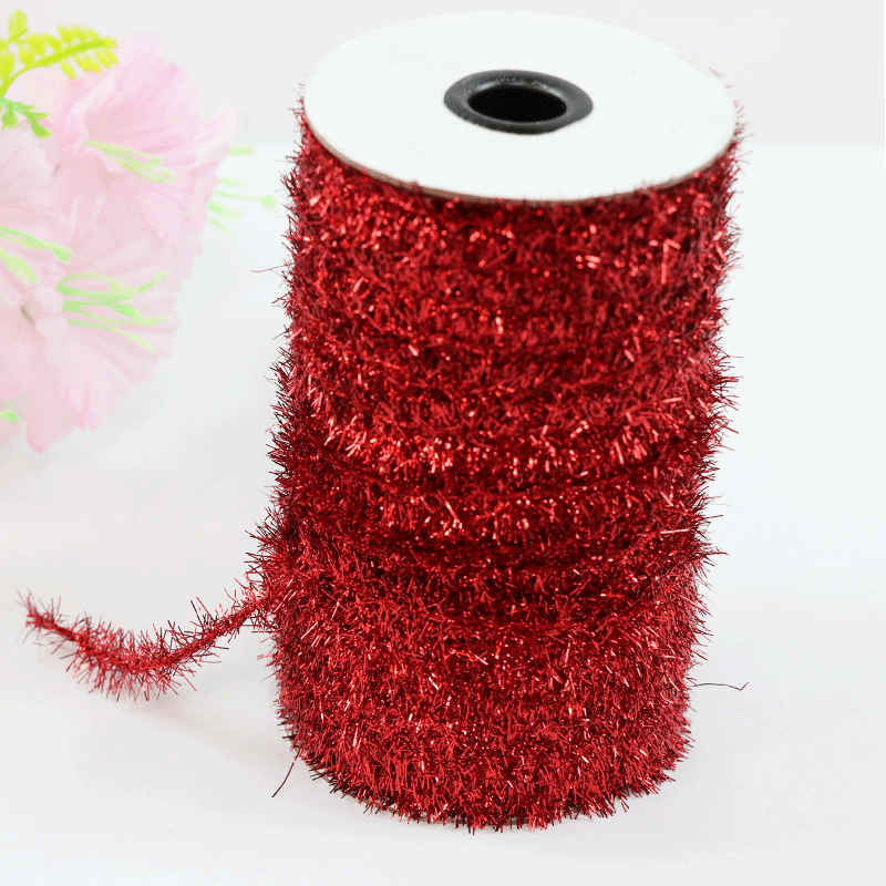 Picture of 1.8CM Christmas color strip holiday ribbon wool strip birthday decoration glitter glass onion wool strip flash