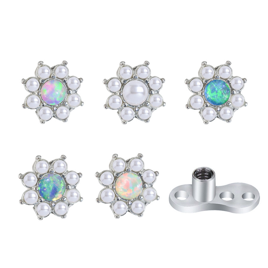 Picture of Stainless Steel 1.6mm Puncture Jewelry Claw Zirconium Buried Bone Nail Puncture Opal Pearl Buried Nail Base Implant Nail