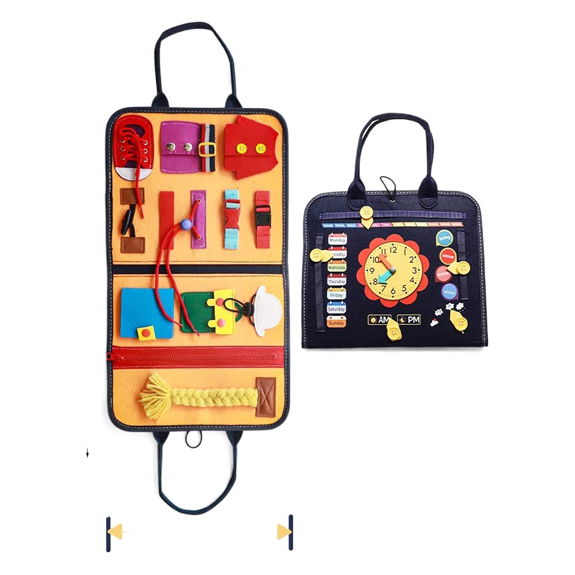 New felt busy board toddler learning dressing early education board Montessori girl teaching aids busy board felt bag