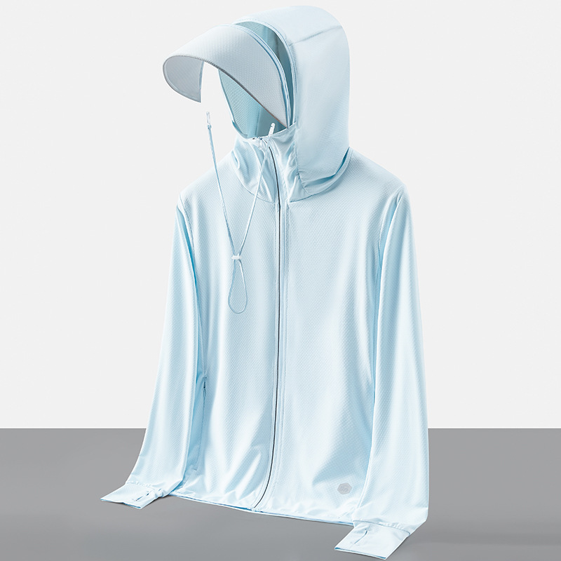 2399 Summer Ice Silk Sun Protection Clothing for Men and Women with Removable Large Brim Anti-Uv Skin Clothing Sun Protection Clothing for Women