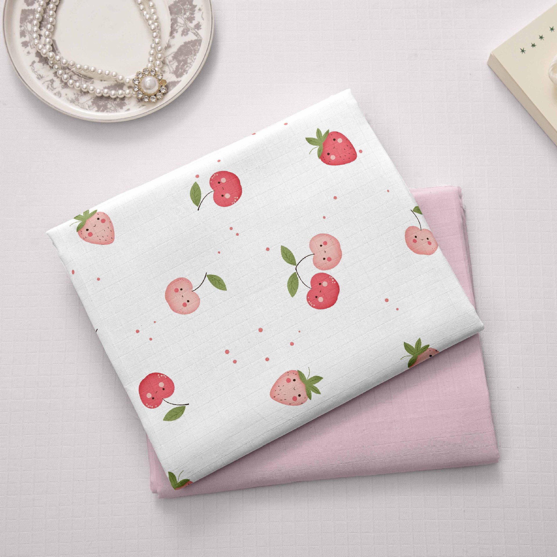 Manufacturer Wholesale Infant and Child Type a Pre-Shrunk 110*90 Non-Fluorescent Plain Weave 40 Count Combed Muslin Double-Layer Cotton Gauze