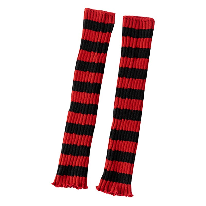 jk Spice Girls Socks Women's Japanese Knitted Thick Line Black and Red Striped Gloves Autumn and Winter Warm Lolita Piled Socks Trendy