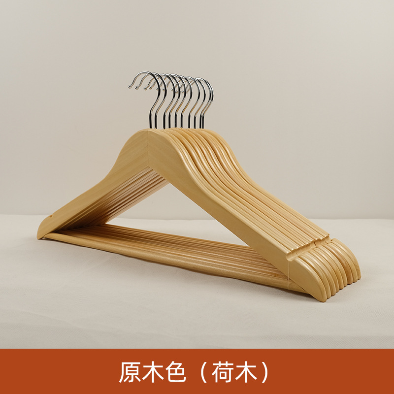 Picture of Wooden Clothes Hanger, Lotus Wood Clothes Hanger, Household Clothes Hanging, Retro Thickened Clothes Drying Rack, Hotel Clothes Hanger, Traceless Anti-Shoulder Corner