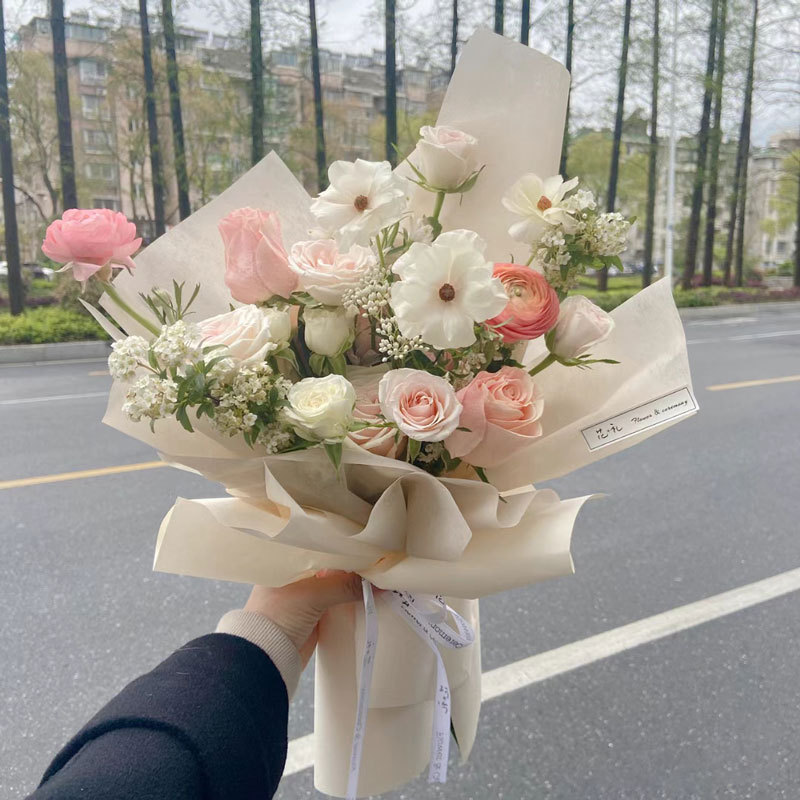 Picture of Milk Cotton Lined Paper Waterproof Removable Large Flower Wrapping Paper Bouquet Wrapping Paper Gift Tissue Paper Wholesale