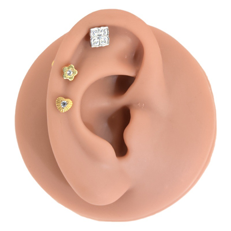 Flowers and Flowers Peach Heart Lip Nail F136 Titanium Alloy Ear Bone Nail Tragus Small Ear Bone Nail 0.9 Mouth