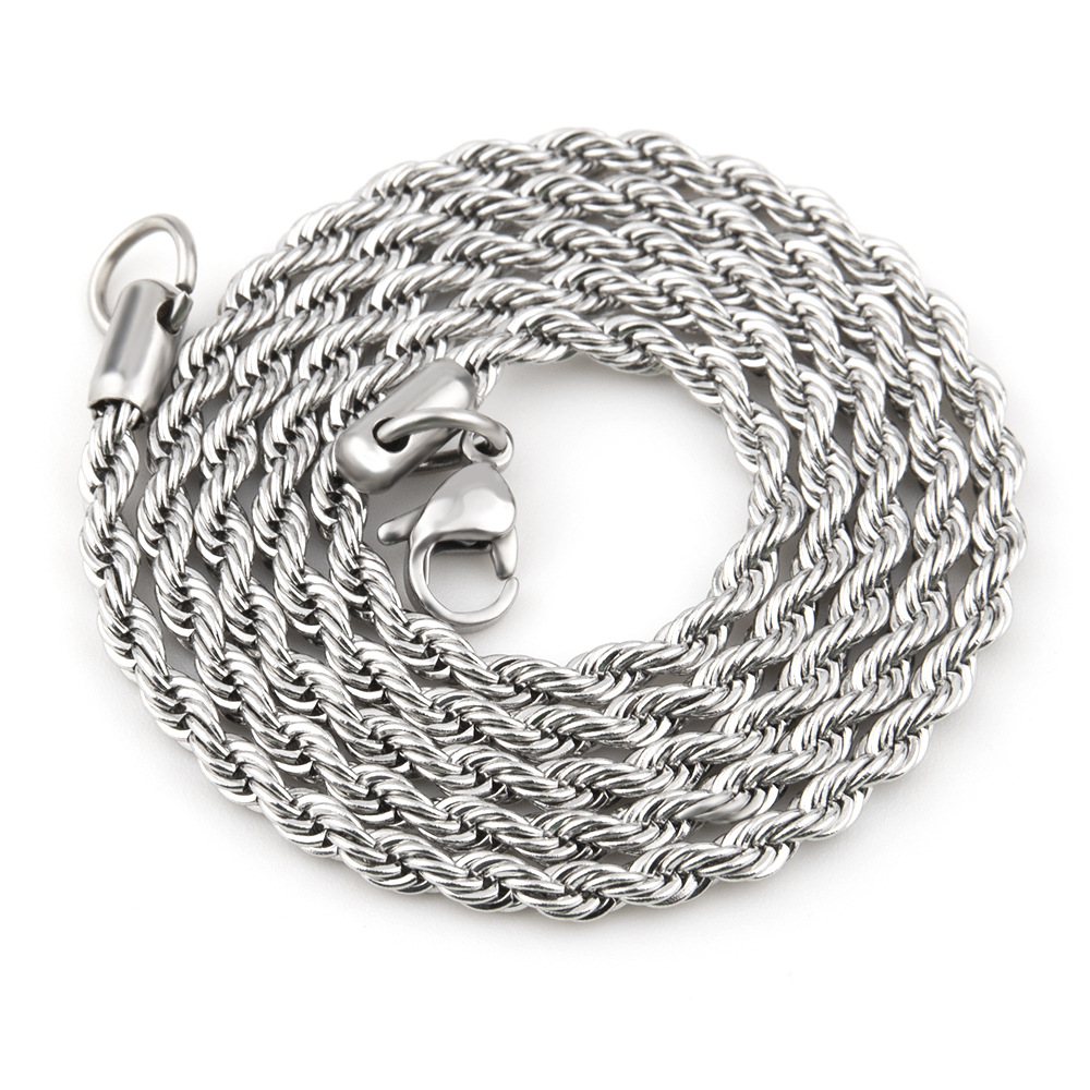 Picture of Stainless Steel Twist Chain Vacuum Color Retention Electroplating Non-Fading Gold Necklace Titanium Steel Hip-Hop Men's Chain Chain
