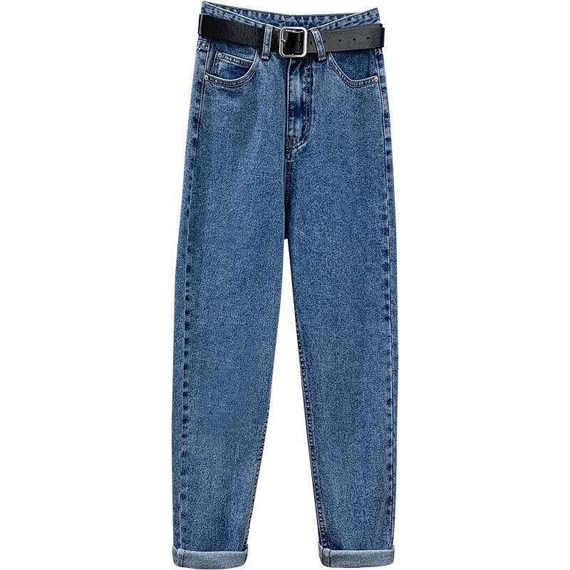 Picture of Korean Style Slimming High Waist Pear Figure Denim Torre Pants Women's Autumn Loose Straight Leg Radish Haren Pants