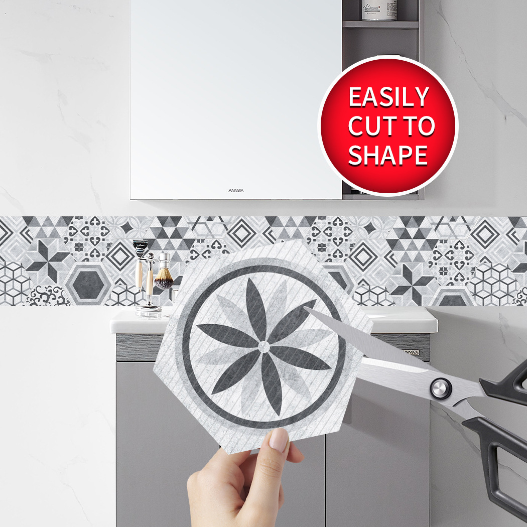 Picture of New Industrial Style Nordic Hexagon Tile Sticker Bathroom Kitchen Home Non-Slip Floor Sticker DIY Splicing Wall Sticker LB023