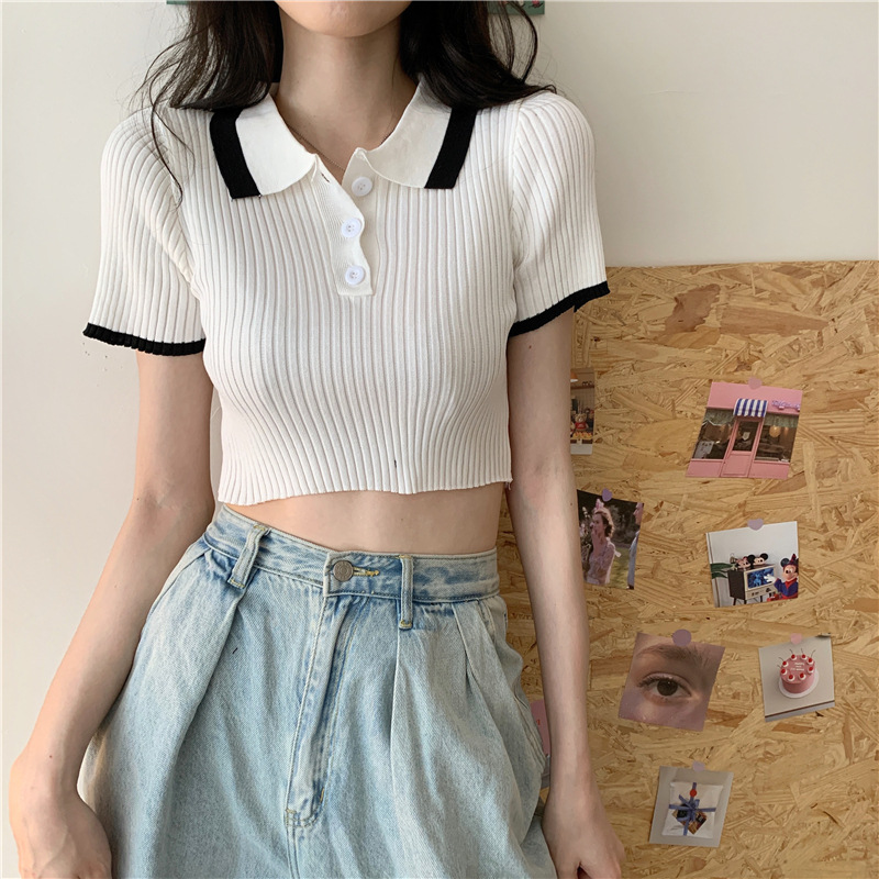 Picture of Base Shirt 2023 Summer New Tight Short Knitted Top Women's Summer Slim-fit Summer Short-sleeved Sweater
