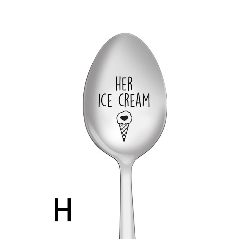 Picture of Long-Handled Stainless Steel Spoon, New Creative Mixing Spoon, Various Patterns and Engravings, Household Tableware Manufacturer Wholesale