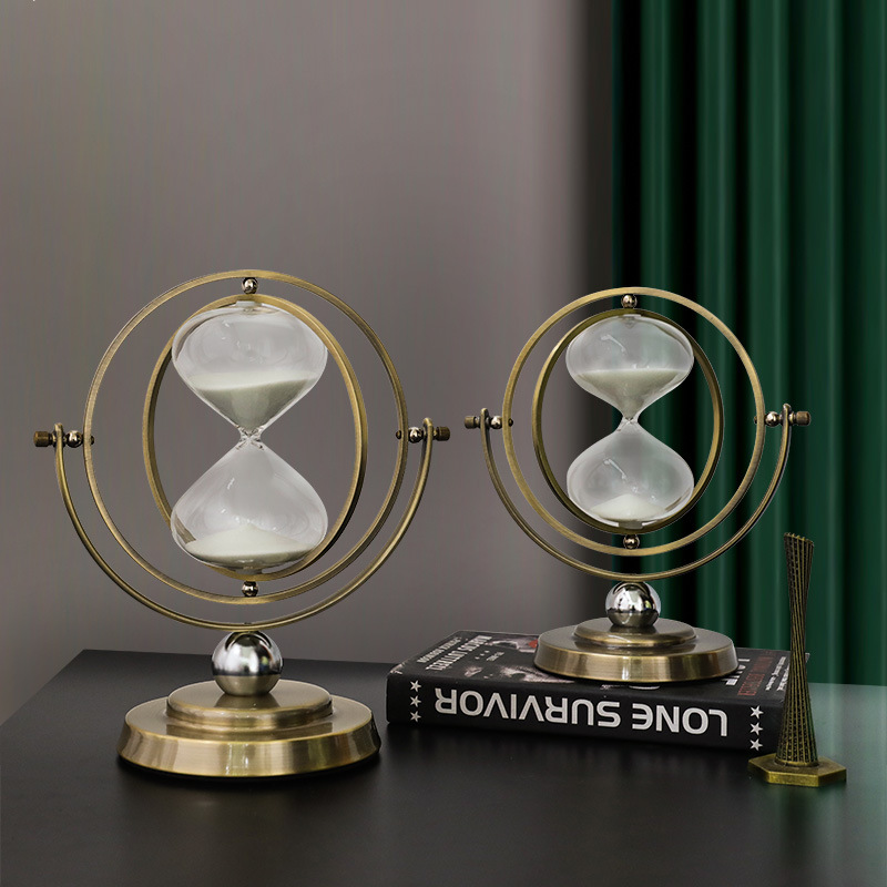 Nordic Creative Personality Globe Hourglass Timer 30 Minutes 60 Ornaments Modern Light Luxury Office Decorations