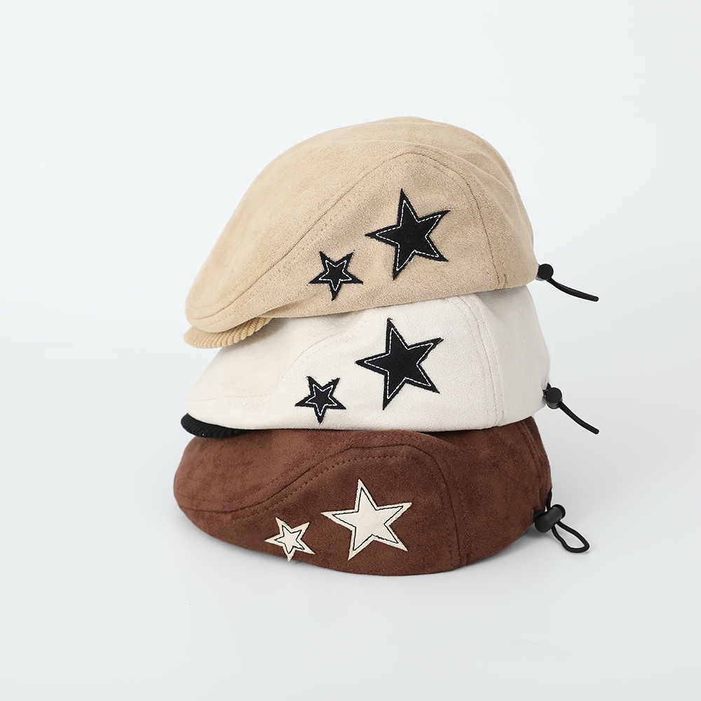 Children's Beret Autumn Fashion Boy Hat British Fashion Kids Warm Hat Five-pointed Star All-match Girl Hat