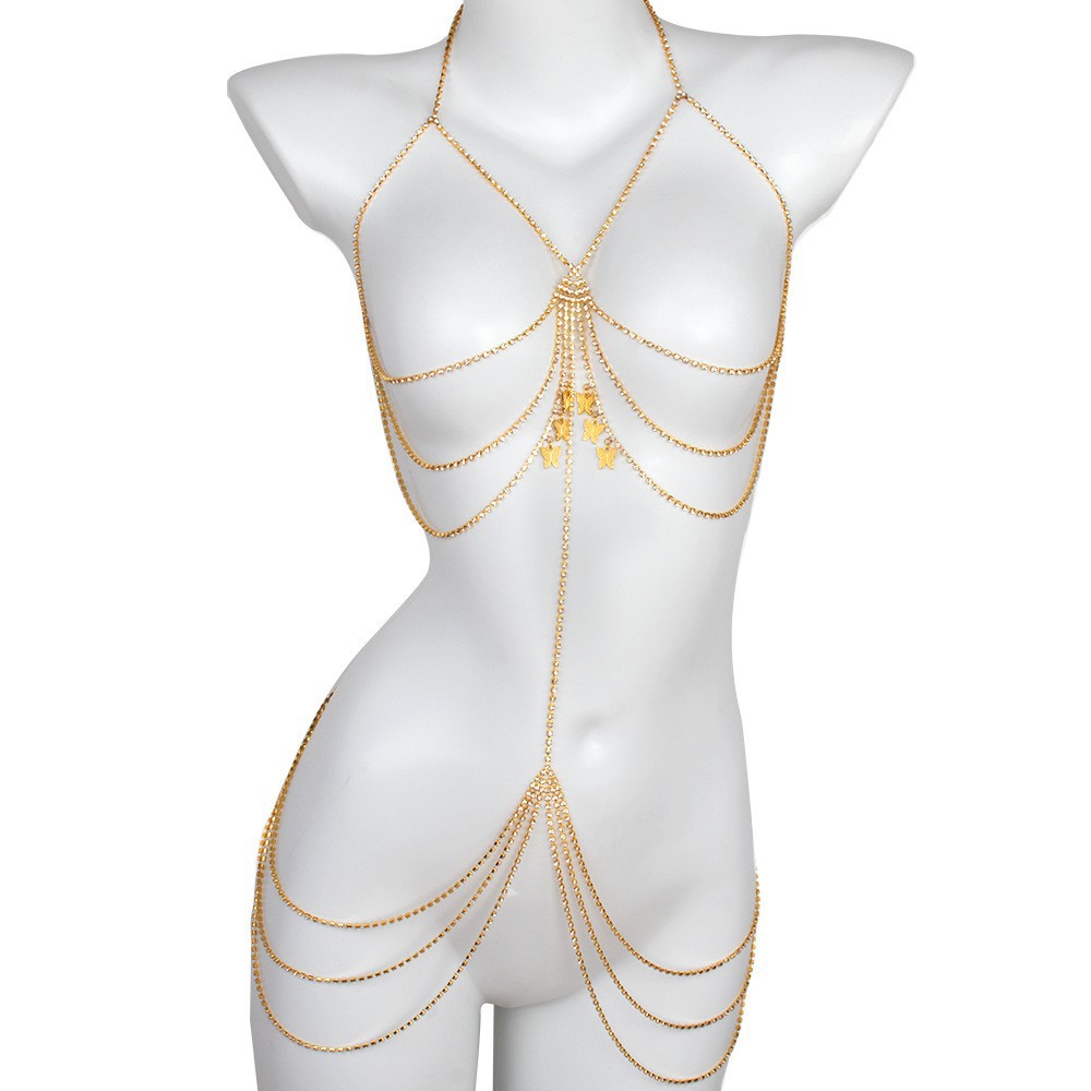 Picture of Cross-border Hot Sexy Full Diamond Environmentally Friendly Body Chain European and American Fashion Nightclub Bikini Rhinestone Multi-layer Chest Chain Accessories