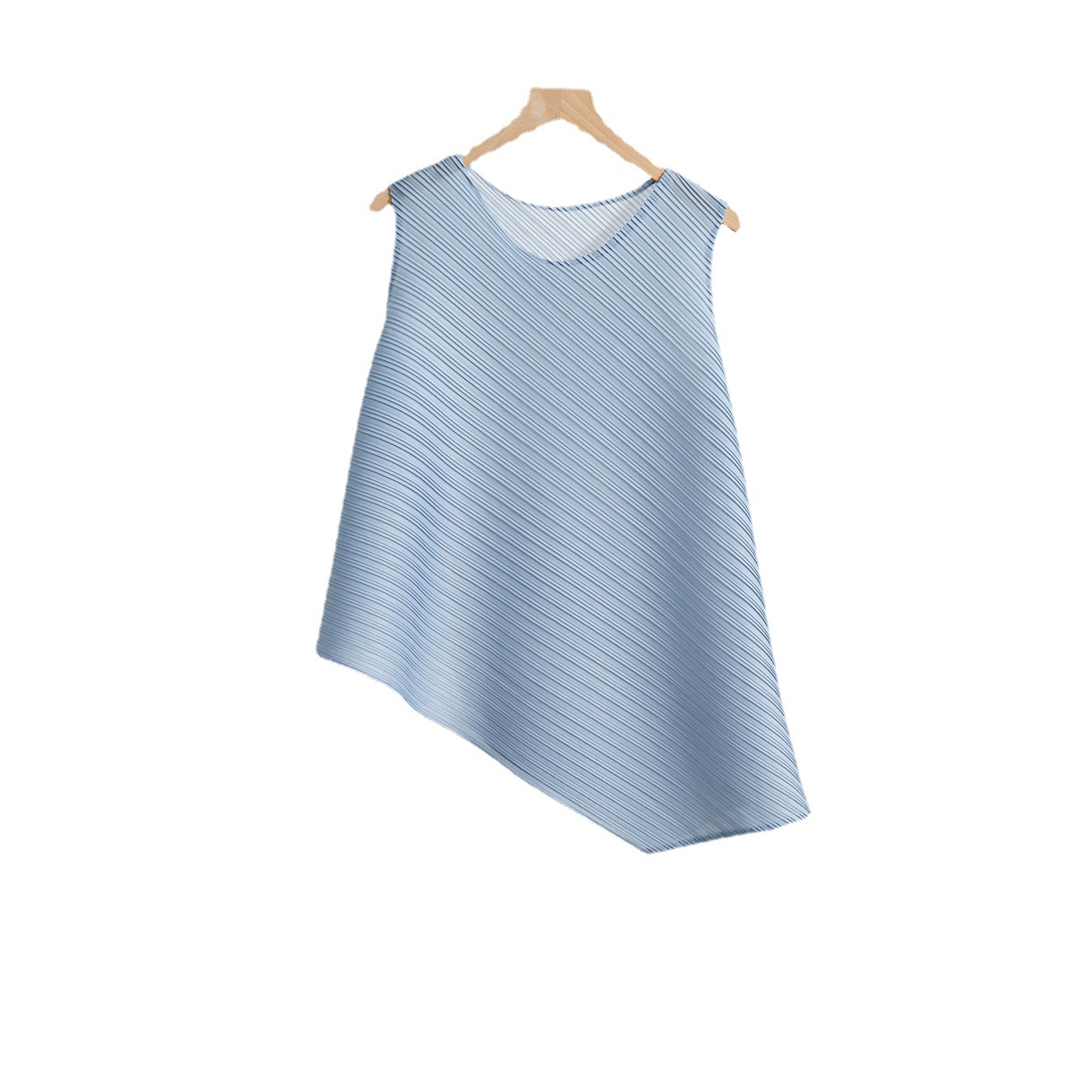 Picture of Pleated Miyake Summer Style Irregular Vest Sleeveless Top Pure Color Simple Elegant Foreign Style Versatile Age-Reducing Fashion